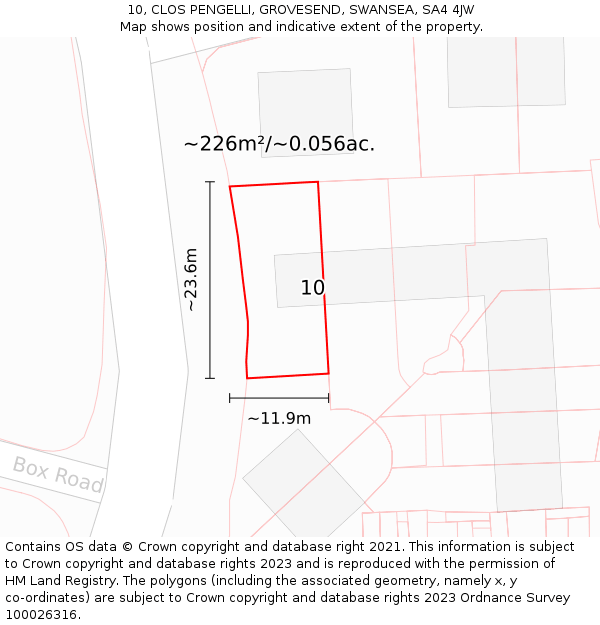 10, CLOS PENGELLI, GROVESEND, SWANSEA, SA4 4JW: Plot and title map