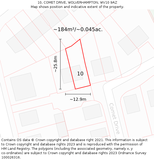 10, COMET DRIVE, WOLVERHAMPTON, WV10 9AZ: Plot and title map