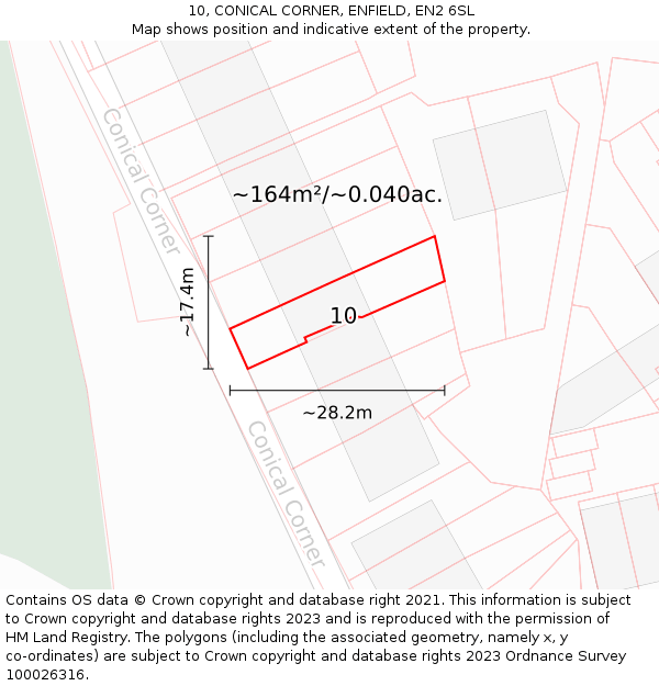 10, CONICAL CORNER, ENFIELD, EN2 6SL: Plot and title map