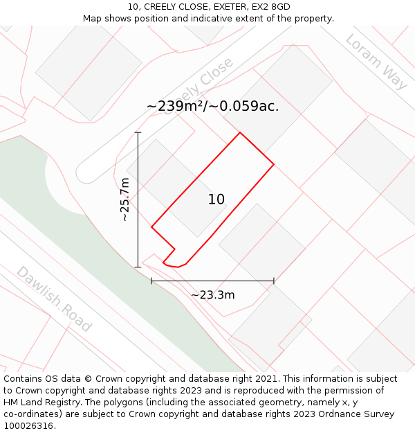 10, CREELY CLOSE, EXETER, EX2 8GD: Plot and title map