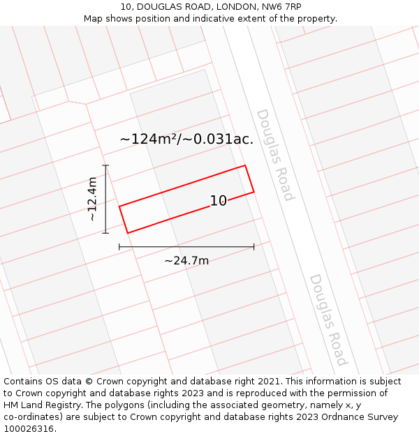 10, DOUGLAS ROAD, LONDON, NW6 7RP: Plot and title map