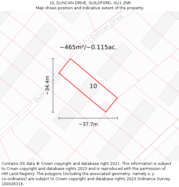 10, DUNCAN DRIVE, GUILDFORD, GU1 2NR: Plot and title map