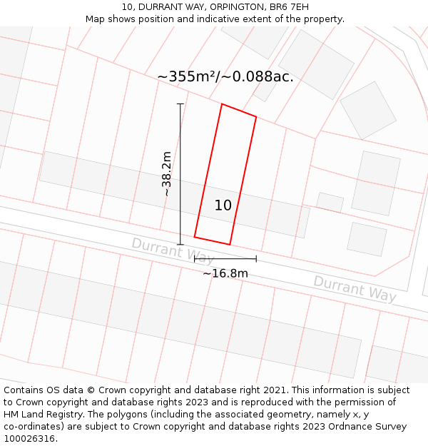 10, DURRANT WAY, ORPINGTON, BR6 7EH: Plot and title map