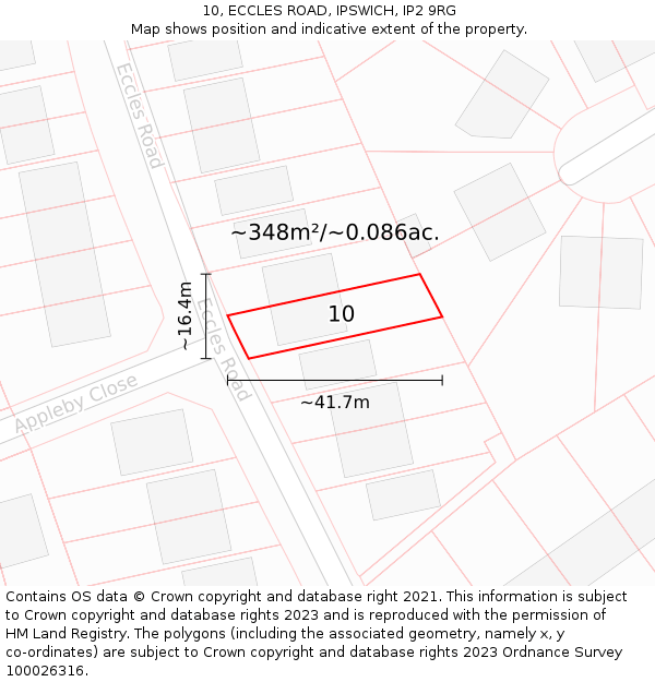 10, ECCLES ROAD, IPSWICH, IP2 9RG: Plot and title map