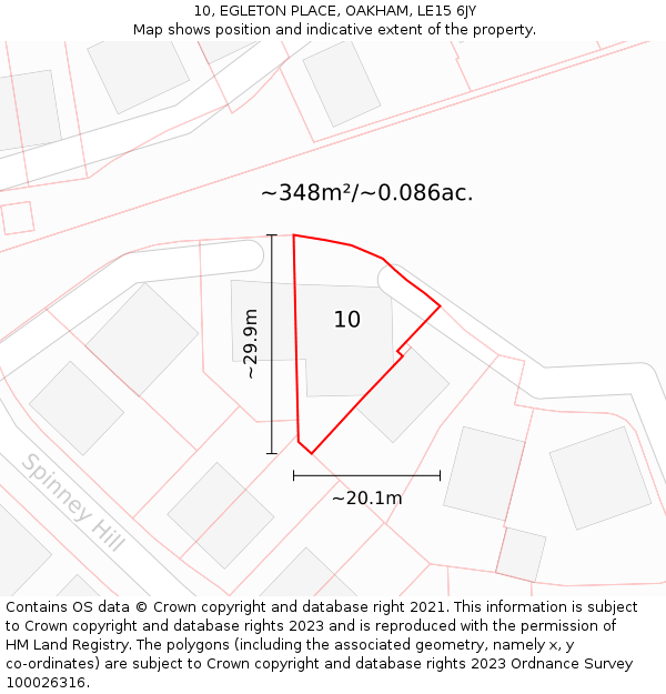 10, EGLETON PLACE, OAKHAM, LE15 6JY: Plot and title map