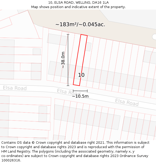10, ELSA ROAD, WELLING, DA16 1LA: Plot and title map