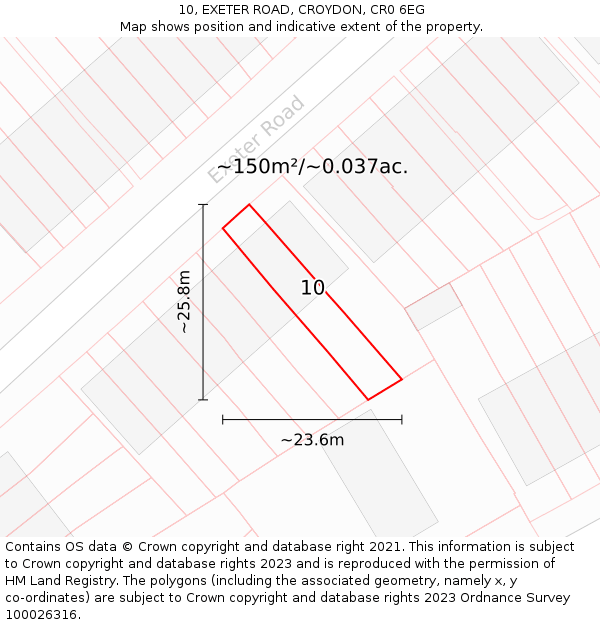 10, EXETER ROAD, CROYDON, CR0 6EG: Plot and title map