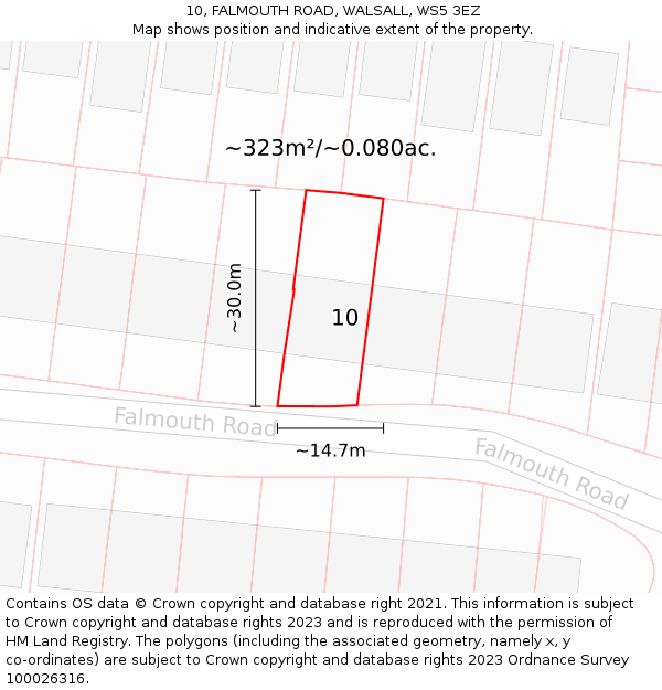 10, FALMOUTH ROAD, WALSALL, WS5 3EZ: Plot and title map