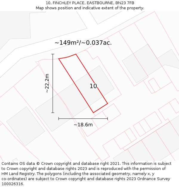 10, FINCHLEY PLACE, EASTBOURNE, BN23 7FB: Plot and title map