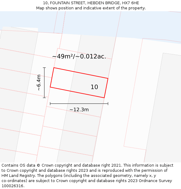 10, FOUNTAIN STREET, HEBDEN BRIDGE, HX7 6HE: Plot and title map