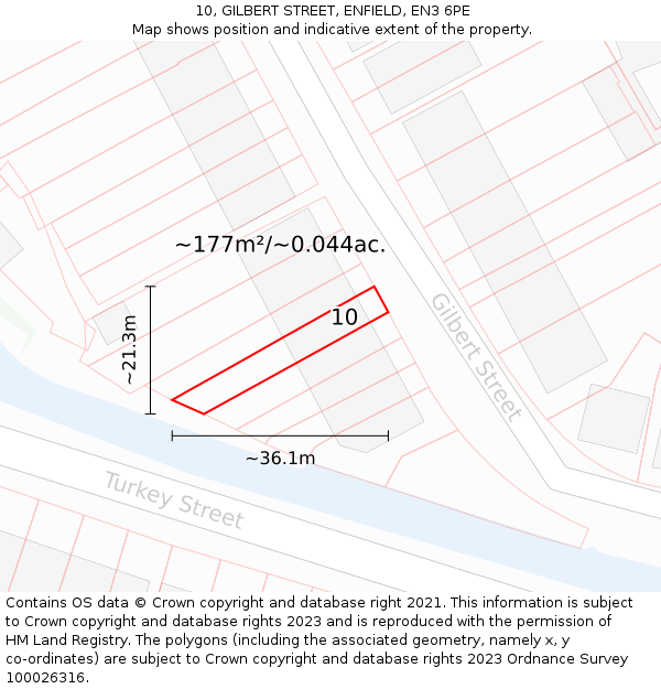 10, GILBERT STREET, ENFIELD, EN3 6PE: Plot and title map