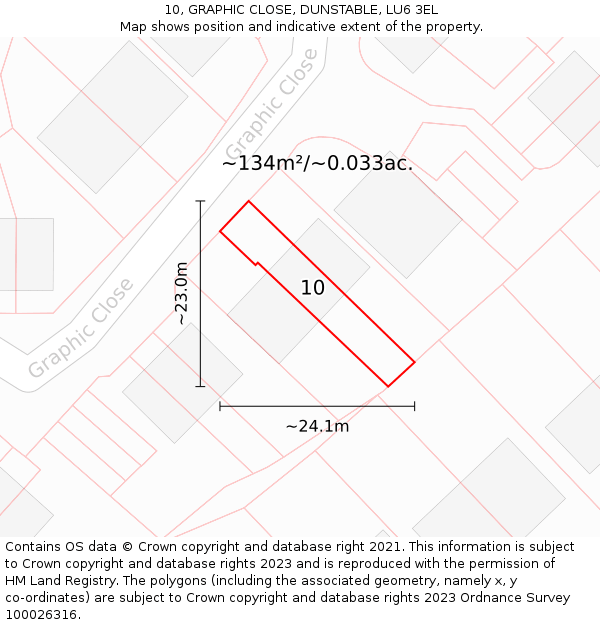 10, GRAPHIC CLOSE, DUNSTABLE, LU6 3EL: Plot and title map