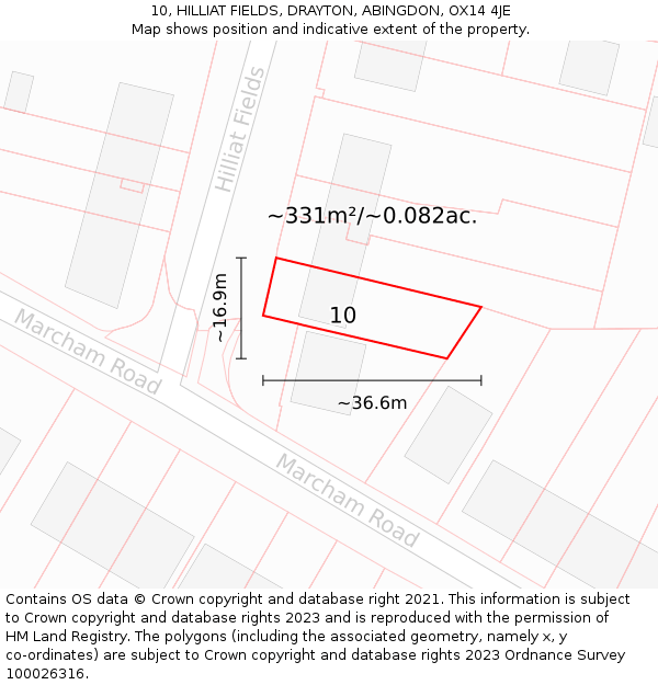 10, HILLIAT FIELDS, DRAYTON, ABINGDON, OX14 4JE: Plot and title map
