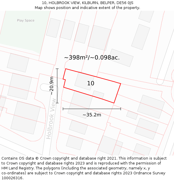 10, HOLBROOK VIEW, KILBURN, BELPER, DE56 0JS: Plot and title map
