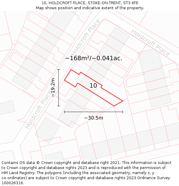 10, HOLDCROFT PLACE, STOKE-ON-TRENT, ST3 6FE: Plot and title map