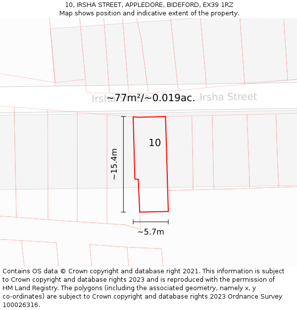 10, IRSHA STREET, APPLEDORE, BIDEFORD, EX39 1RZ: Plot and title map