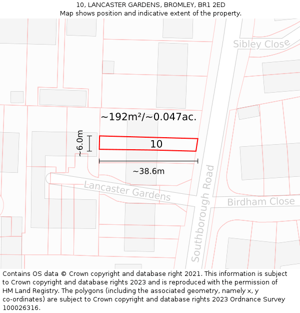 10, LANCASTER GARDENS, BROMLEY, BR1 2ED: Plot and title map