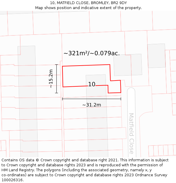 10, MATFIELD CLOSE, BROMLEY, BR2 9DY: Plot and title map