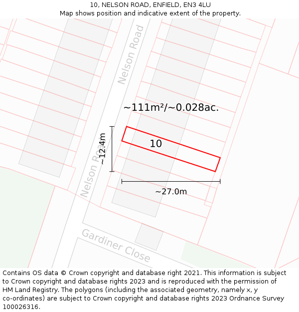 10, NELSON ROAD, ENFIELD, EN3 4LU: Plot and title map