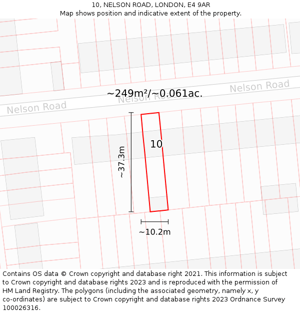 10, NELSON ROAD, LONDON, E4 9AR: Plot and title map