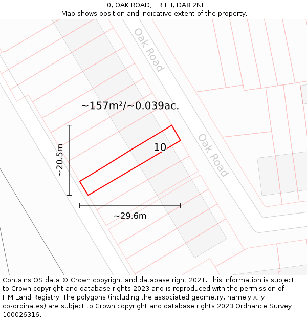 10, OAK ROAD, ERITH, DA8 2NL: Plot and title map