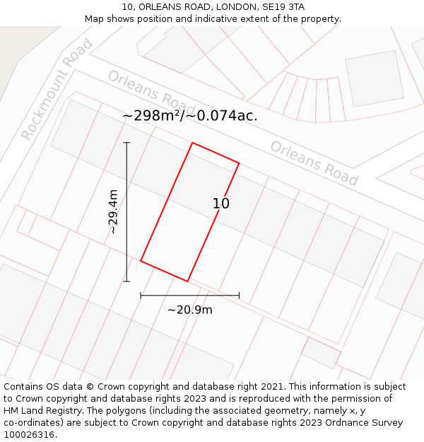 10, ORLEANS ROAD, LONDON, SE19 3TA: Plot and title map