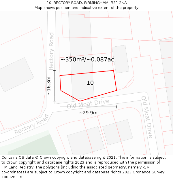 10, RECTORY ROAD, BIRMINGHAM, B31 2NA: Plot and title map