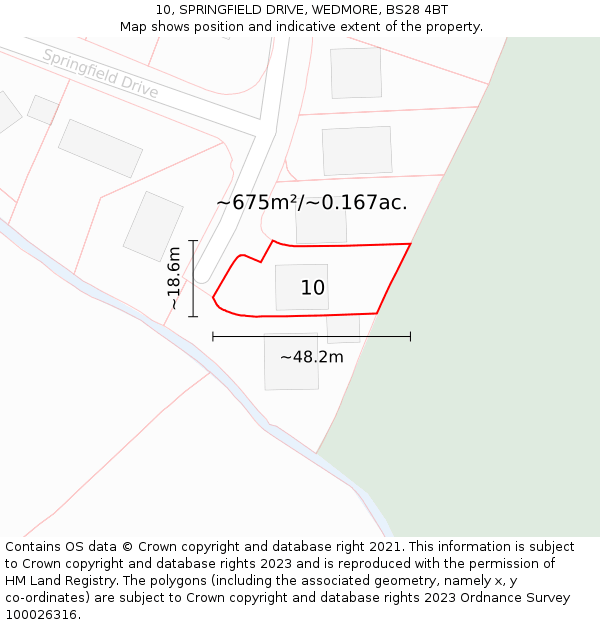 10, SPRINGFIELD DRIVE, WEDMORE, BS28 4BT: Plot and title map