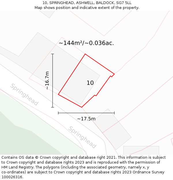 10, SPRINGHEAD, ASHWELL, BALDOCK, SG7 5LL: Plot and title map