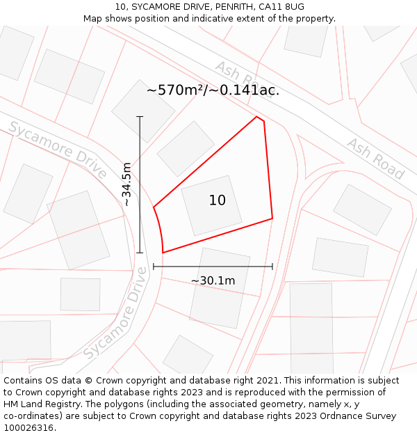 10, SYCAMORE DRIVE, PENRITH, CA11 8UG: Plot and title map