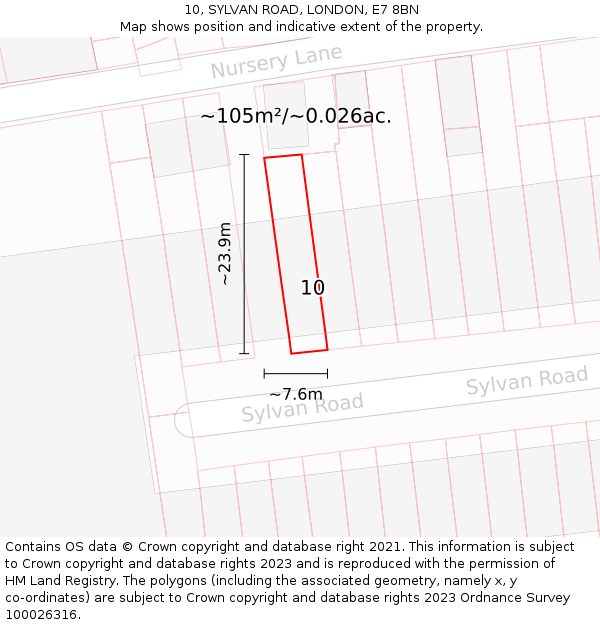10, SYLVAN ROAD, LONDON, E7 8BN: Plot and title map