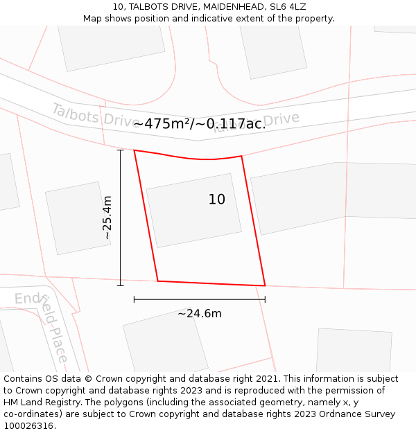 10, TALBOTS DRIVE, MAIDENHEAD, SL6 4LZ: Plot and title map