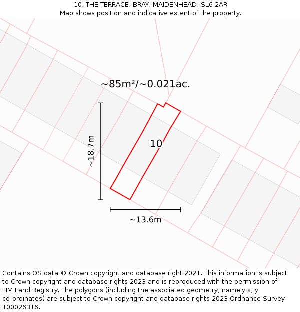 10, THE TERRACE, BRAY, MAIDENHEAD, SL6 2AR: Plot and title map