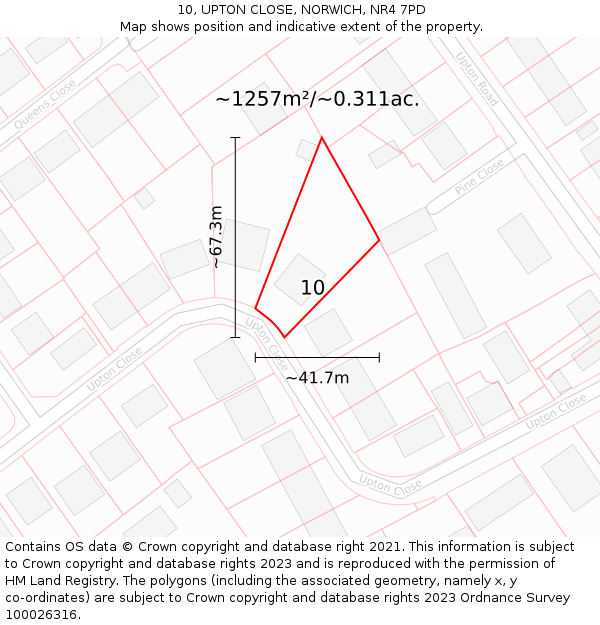 10, UPTON CLOSE, NORWICH, NR4 7PD: Plot and title map