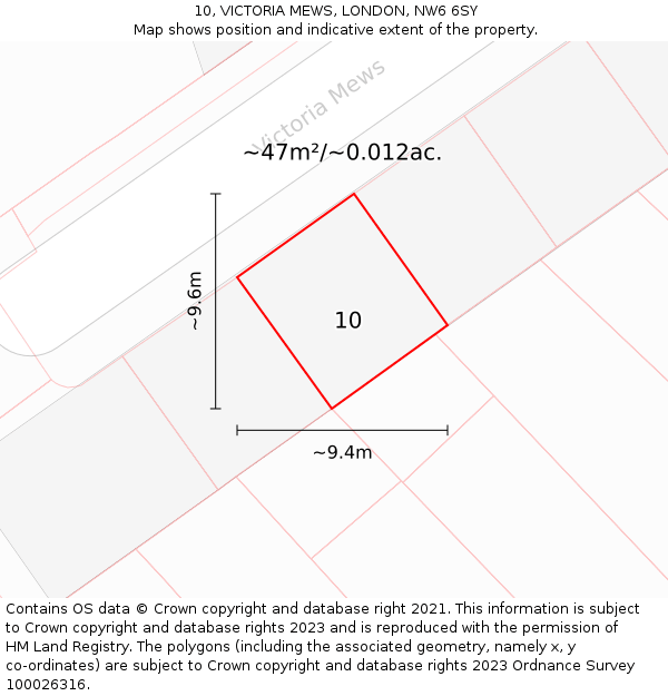 10, VICTORIA MEWS, LONDON, NW6 6SY: Plot and title map