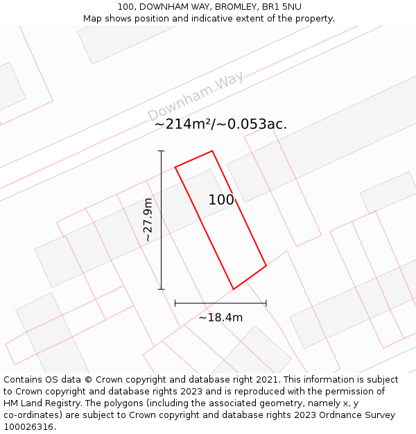 100, DOWNHAM WAY, BROMLEY, BR1 5NU: Plot and title map