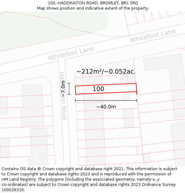 100, HADDINGTON ROAD, BROMLEY, BR1 5RQ: Plot and title map