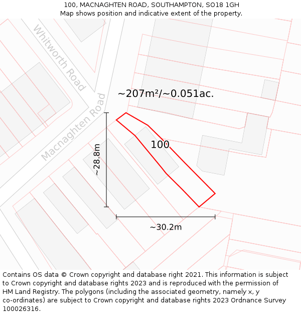 100, MACNAGHTEN ROAD, SOUTHAMPTON, SO18 1GH: Plot and title map