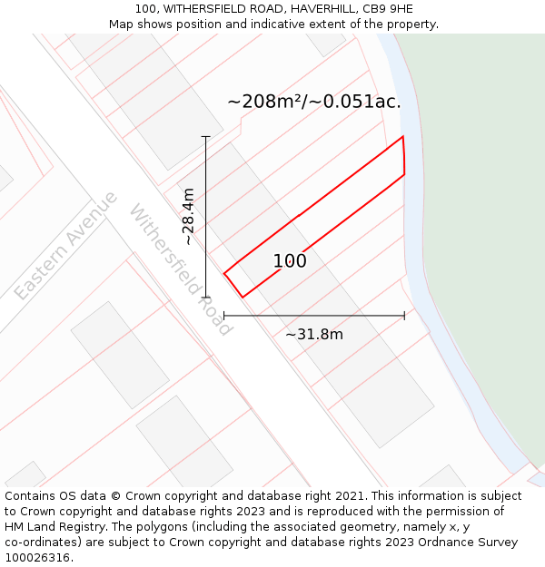100, WITHERSFIELD ROAD, HAVERHILL, CB9 9HE: Plot and title map