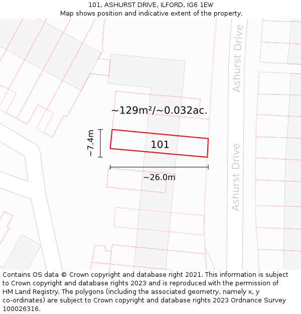 101, ASHURST DRIVE, ILFORD, IG6 1EW: Plot and title map