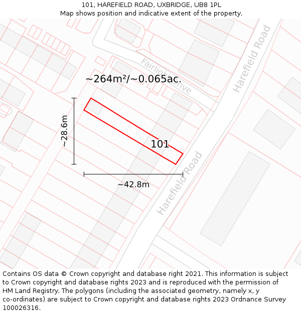 101, HAREFIELD ROAD, UXBRIDGE, UB8 1PL: Plot and title map