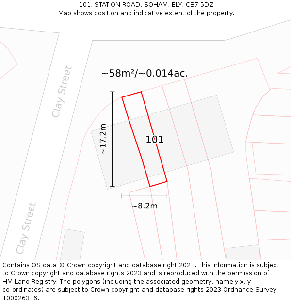 101, STATION ROAD, SOHAM, ELY, CB7 5DZ: Plot and title map