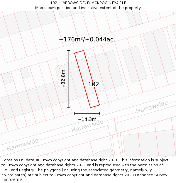 102, HARROWSIDE, BLACKPOOL, FY4 1LR: Plot and title map