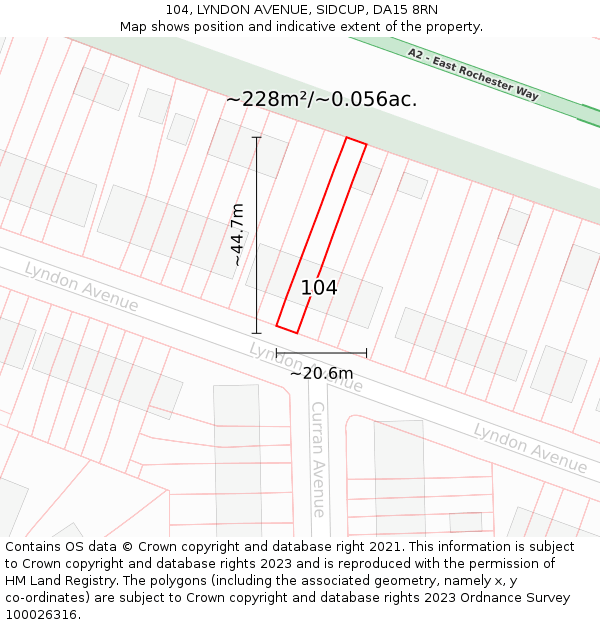 104, LYNDON AVENUE, SIDCUP, DA15 8RN: Plot and title map