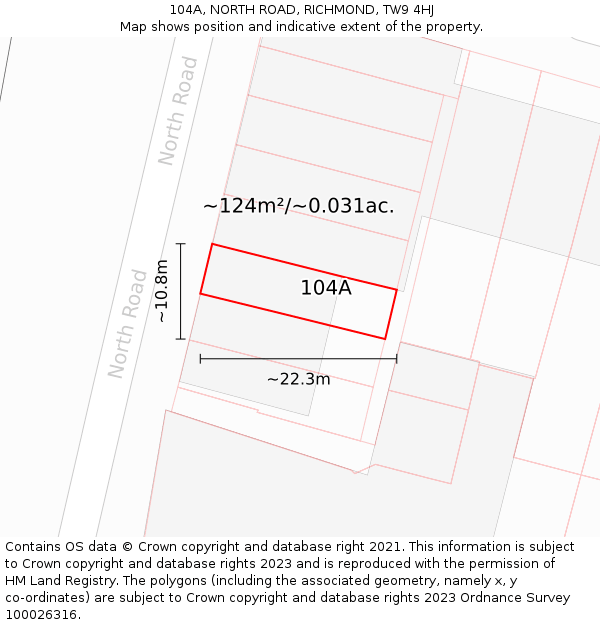 104A, NORTH ROAD, RICHMOND, TW9 4HJ: Plot and title map