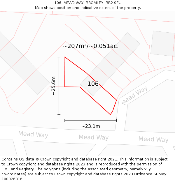 106, MEAD WAY, BROMLEY, BR2 9EU: Plot and title map
