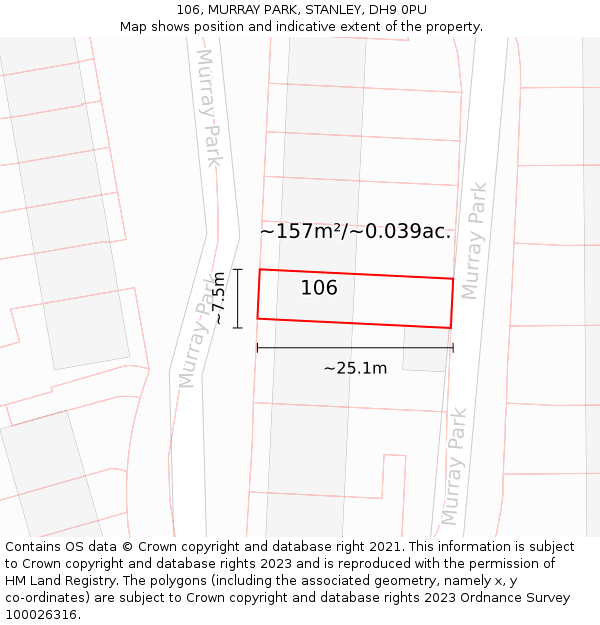 106, MURRAY PARK, STANLEY, DH9 0PU: Plot and title map