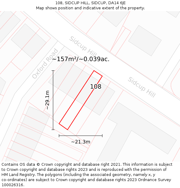108, SIDCUP HILL, SIDCUP, DA14 6JE: Plot and title map
