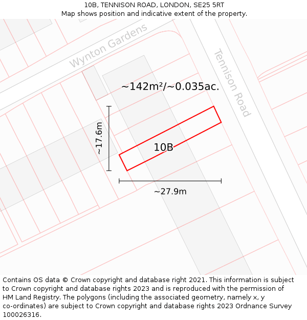 10B, TENNISON ROAD, LONDON, SE25 5RT: Plot and title map