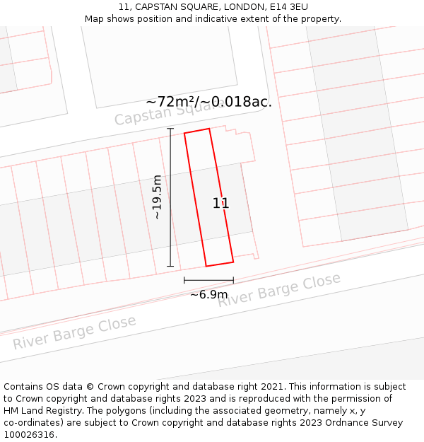 11, CAPSTAN SQUARE, LONDON, E14 3EU: Plot and title map